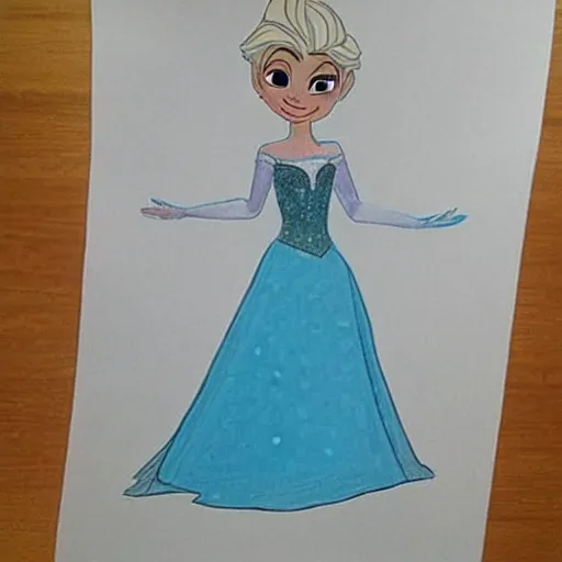 Image similar to child's drawing of elsa from frozen.