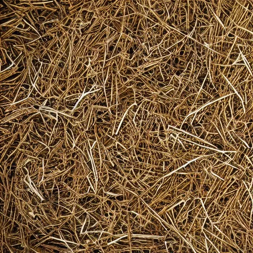 Image similar to foundation with gold, silver, precious stones, wood, hay, straw