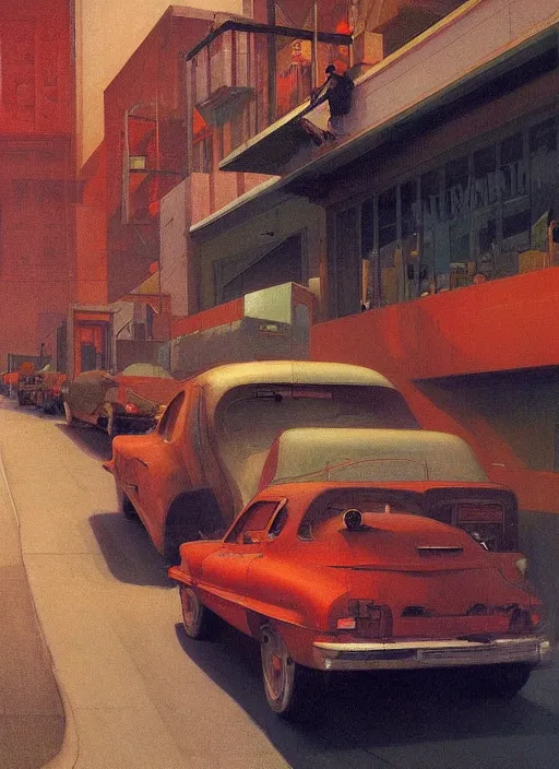 Image similar to los angeles traffic jam Edward Hopper and James Gilleard, Zdzislaw Beksinski highly detailed
