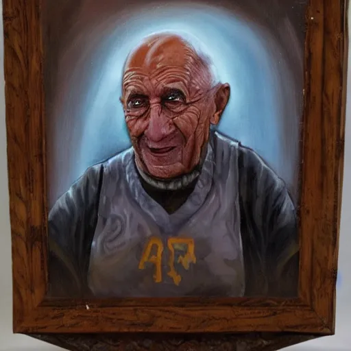 Prompt: portrait painting of the last living gamer by jade carving