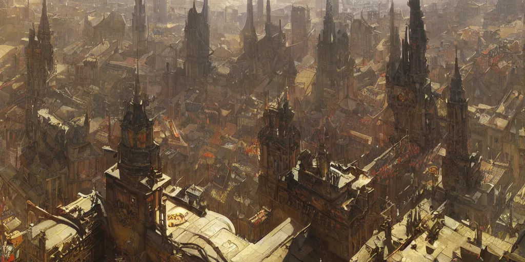 Image similar to medieval city standing on a giant cog gear mechanism buildings vista artstation illustration sharp focus sunlit vista painted by ruan jia raymond swanland lawrence alma tadema zdzislaw beksinski norman rockwell tom lovell alex malveda greg staples