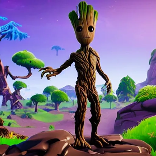 Image similar to Groot in Fortnite. Unreal Engine, Fortnite game graphics