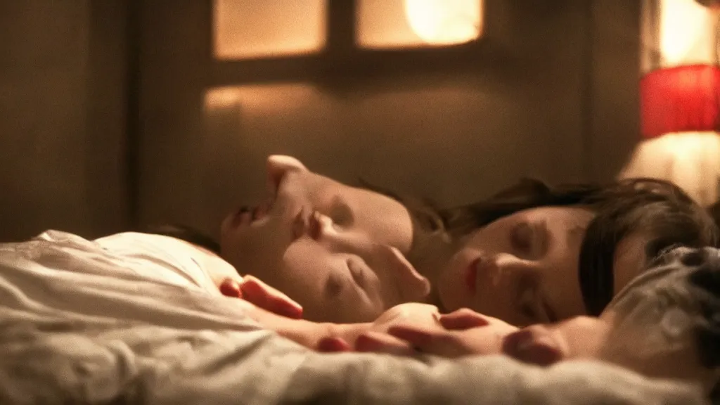 Image similar to movie still of girl having sleep paralysis, cinematic composition, cinematic light, criterion collection, mist atmosphere, by wes craven and gaspar noe