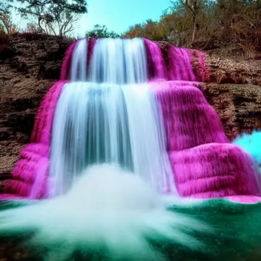 Prompt: waterfall made of cotton candy