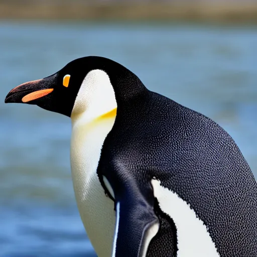 Image similar to a penguin wearing a business suit, dslr photo