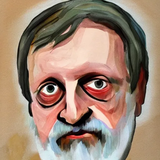 Image similar to Slavoj Zizek by Elizabeth Peyton