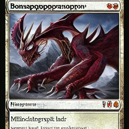 Image similar to MTG card art of a Bonesnapper Dragon