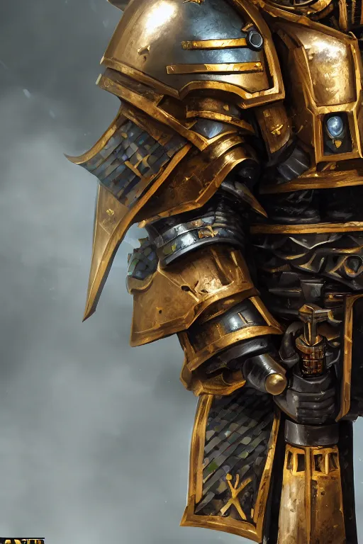 Image similar to armor portrait heros warhammer 4 0 k horus heresy fanart - the primarchs emperor by johannes helgeson animated with vfx concept artist & illustrator global illumination ray tracing hdr fanart arstation zbrush central hardmesh 8 k octane renderer comics stylized