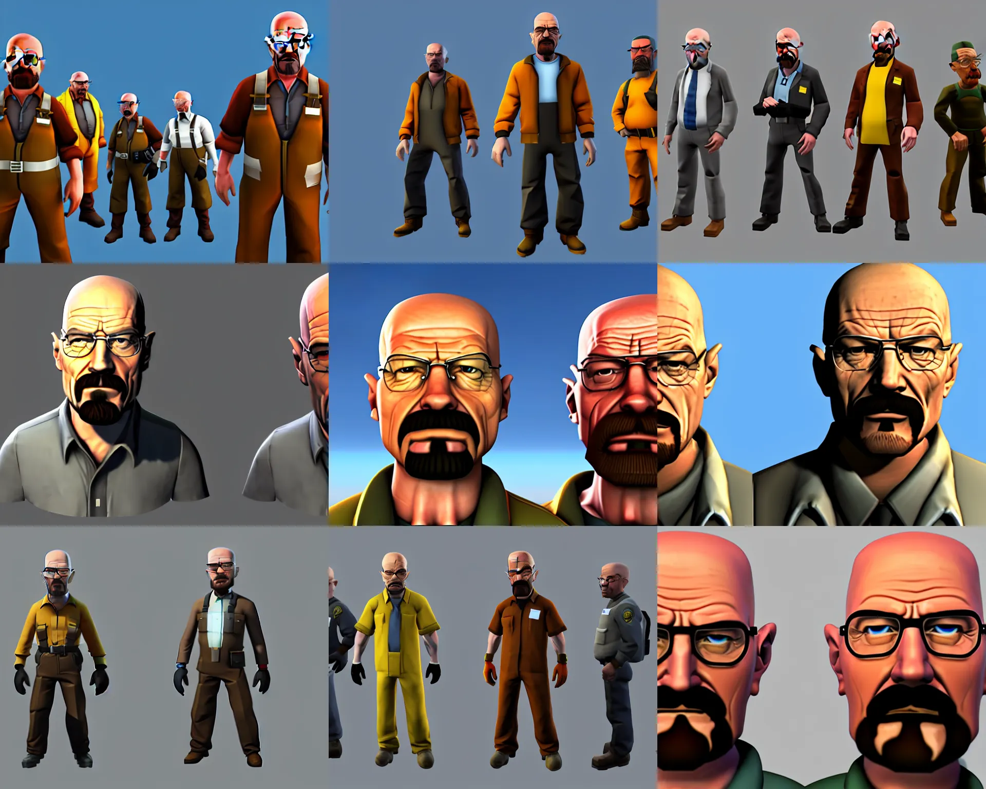 Prompt: walter white team fortress 2 model, rendered in sfm