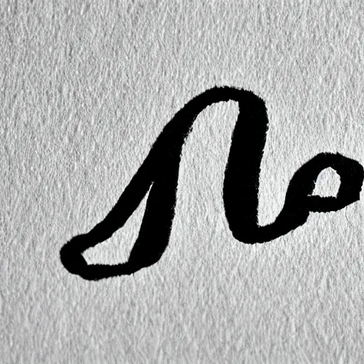 Image similar to the letter f on a white piece of paper, close - up, cursive, penmanship, ink on paper, fountain pen