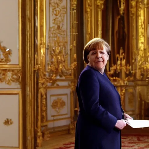 Image similar to Angela merkel performs at downton Abbey.