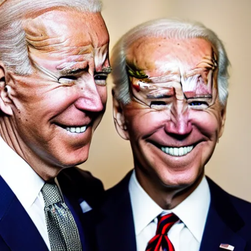 Image similar to A photo of joe biden teams up with a teenage joe biden, perfect faces, 50 mm, award winning photography