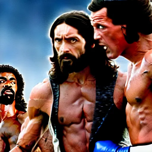 Image similar to Jesus as Rocky in the Rocky movie