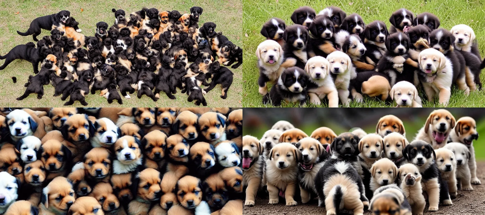 Prompt: Swarm of puppies in battle