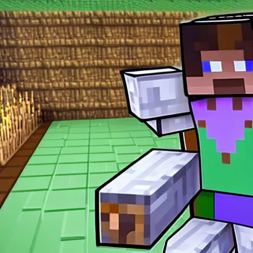 Image similar to minecraft steve shopping for diamonds