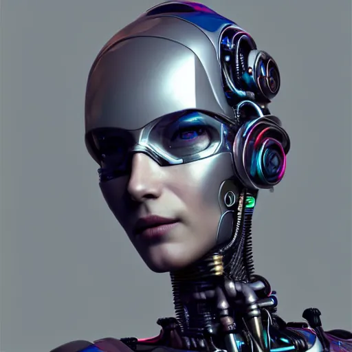 Image similar to Perfectly-Centered Portrait of the upper body of a Mechanical Cyberpunk Female Android, upper torso, upper body, intricate, elegant, super highly detailed, professional digital painting, artstation, concept art, smooth, sharp focus, no blur, no dof, extreme illustration, Unreal Engine 5, Photorealism, HD quality, 8k resolution, cinema 4d, 3D, beautiful, cinematic, art by artgerm and greg rutkowski and alphonse mucha and loish and WLOP