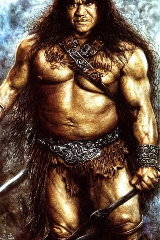 Image similar to danny devito as conan the barbarian by luis royo