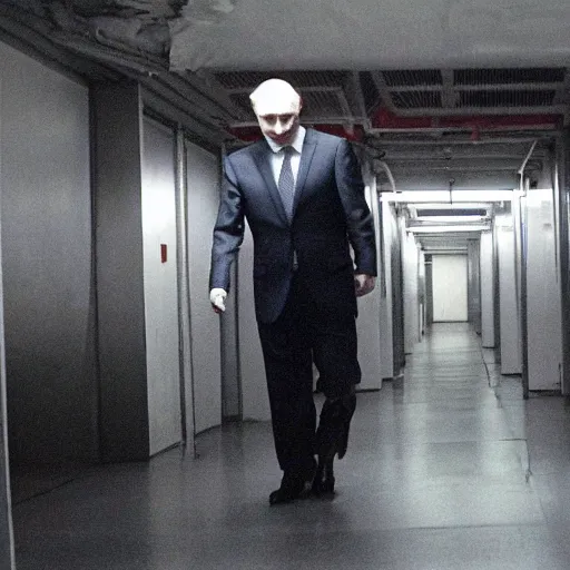 Prompt: vladimir putin in the scp foundation basement floor, photo