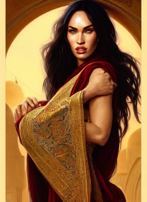 portrait of megan fox as arabic woman, koran, scarf, | Stable Diffusion ...