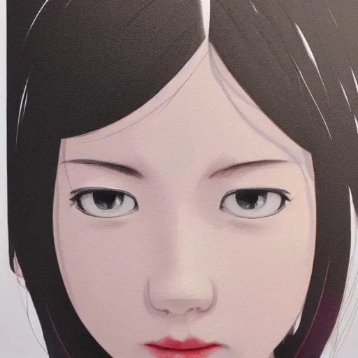 Image similar to a high detail portrait of high school girl by makoto sinkai, in simple background, CLIP STADIO, mad painting