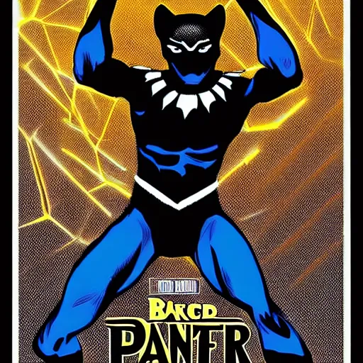 Prompt: donald glover as black panther, drawn by steve ditko