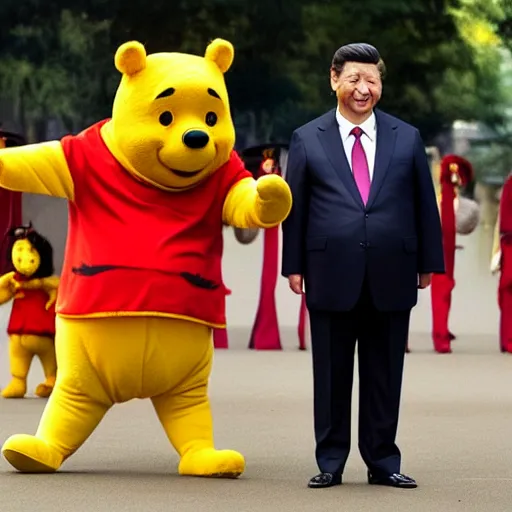 Prompt: Xi Jinping dressing up as Winnie the Pooh, caricature