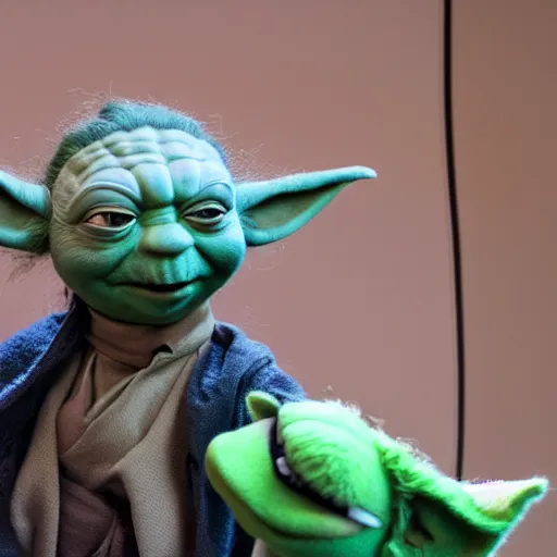 Image similar to yoda in the muppet show