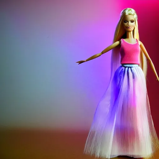 Image similar to ugly Barbie, ethereal volumetric light, sharp focus