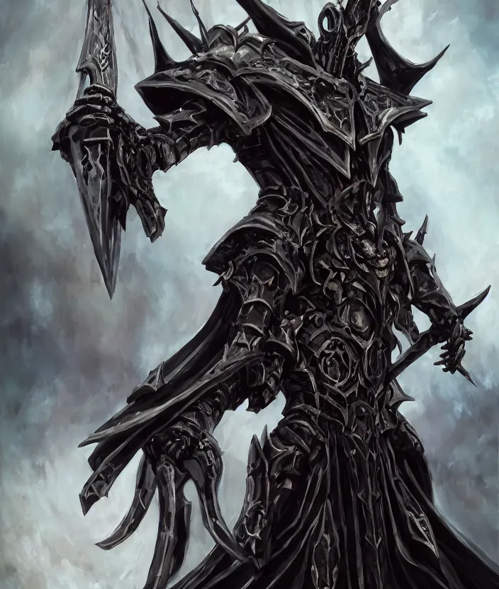 Image similar to anime ainz ooal gown from overlord wears daedric armor surrounded by his army of undead, oil painting!!!, runes, overlord!!!, magic, dark, gloomy, portrait, concept art, symmetrical, 4 k, macro detail, stride, realistic shadows, concept art, bloom, cosplay, elderscrolls, anime, dviant art