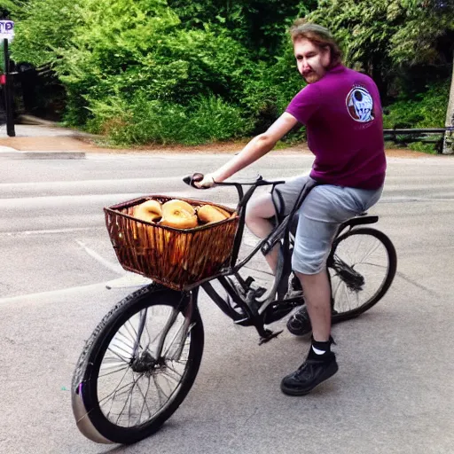 Prompt: donut on bike