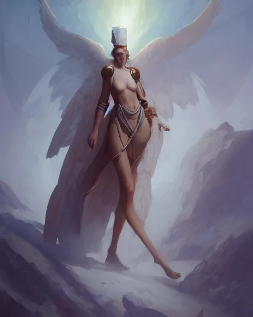 Prompt: character portrait of an angel of mirage, by Peter Mohrbacher, Mark Brooks, Jim Burns, Marina Abramović, Wadim Kashin, Greg Rutkowski, trending on Artstation