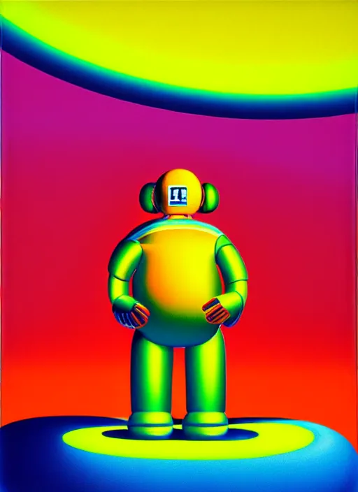 Image similar to inflated robot by shusei nagaoka, kaws, david rudnick, airbrush on canvas, pastell colours, cell shaded, 8 k