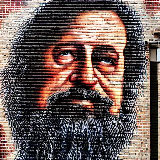 Prompt: Richard Stallman godly mural, award winning, trending on github