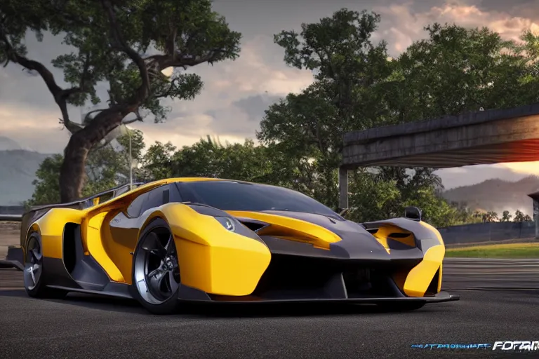 Image similar to photo wallpaper sport car gran turismo 7 forza horizon need for speed fast and furious 5 unreal engine supercar hypercar game concept car octane render, 4 khd 2 0 2 2 3 d cgi rtx style chrome reflexion global illumination ray tracing hdr arstation pixar and disney unreal