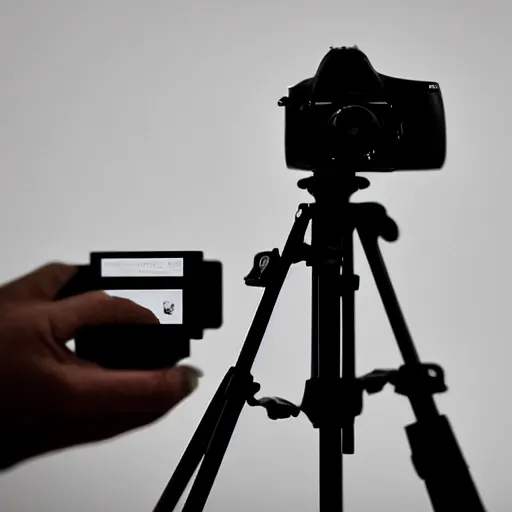 Prompt: “a camera on a tripod taking in front of a silhouette of a chef in a gourmet kitchen photorealistic 4K”