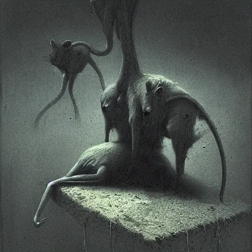 Image similar to the hell of rats beksinski, hdr, 4 k, digital art, scary atmosphere, nightmare