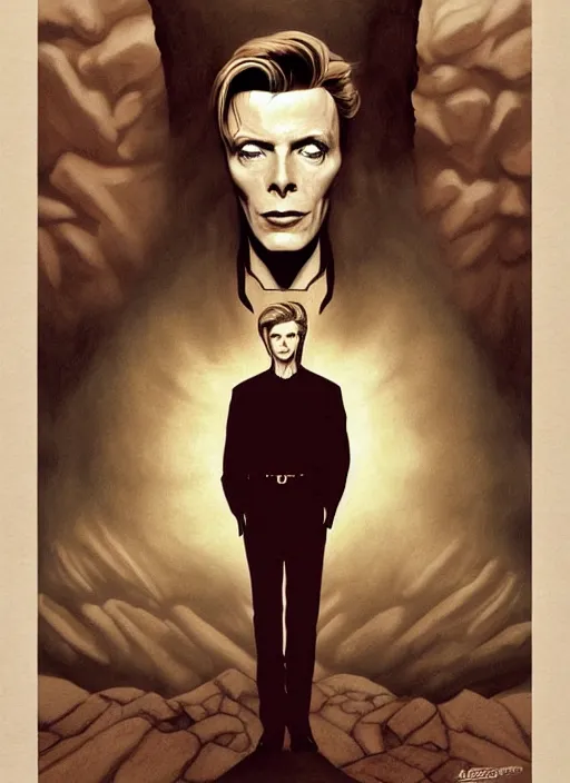 Image similar to twin peaks poster art, portrait of david bowie in search of lost time, by michael whelan, rossetti bouguereau, artgerm, retro, nostalgic, old fashioned