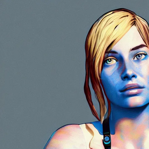Prompt: portrait of margot robbie as chloe price from life is strange, realistic photograph