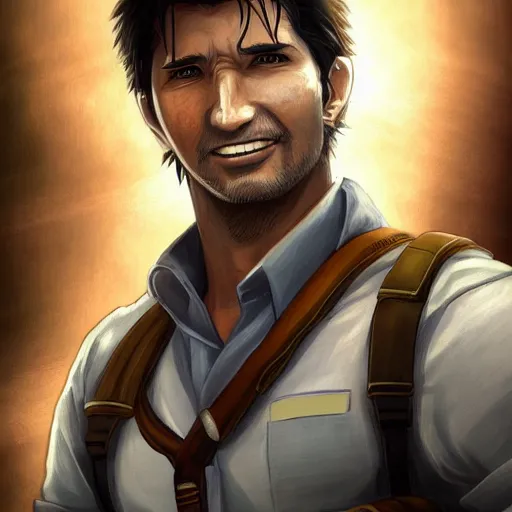 Image similar to portrait of nathan drake, anime fantasy illustration by tomoyuki yamasaki, kyoto studio, madhouse, ufotable, trending on artstation