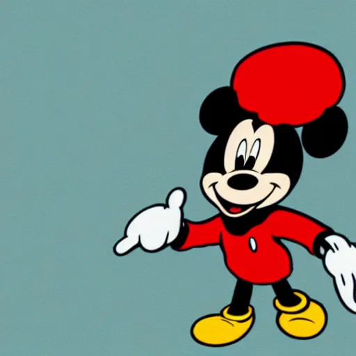 Image similar to a drawing of disney's mickey mouse in a ushanka with a soviet emblem