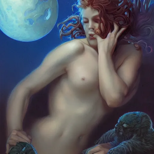 Image similar to to sleep, perchance to dream, by gerald brom, artstation, digital art, highly detailed, abstract