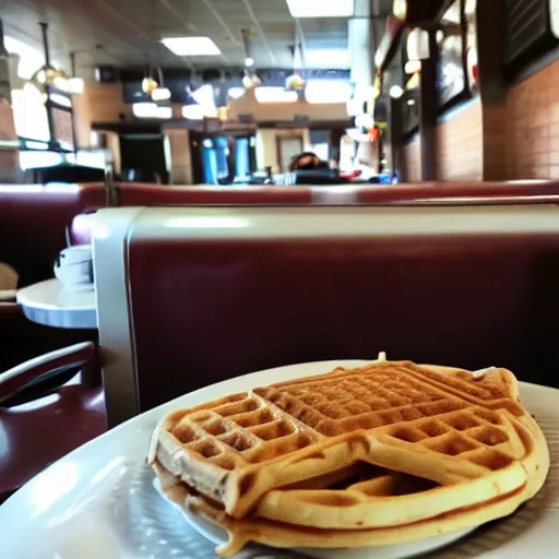 Image similar to first person perspective picture of arms on table, wafflehouse