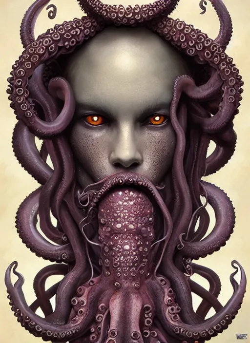 Image similar to a detailed face portrait of the queen of blades, octopus, cthulu, by tom bagshaw, by yusuke murata, by hiroya oku, by zdzisław beksinski, trending on artstation