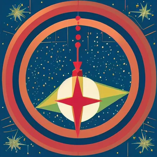 Prompt: an art deco painting of stars hanging from a ceiling, vector art by Mary Blair, behance contest winner, space art, concert poster