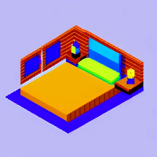 Prompt: isometric pixel art bedroom