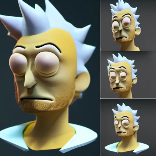 Prompt: 3d print of Rick from rick and morty, realistic