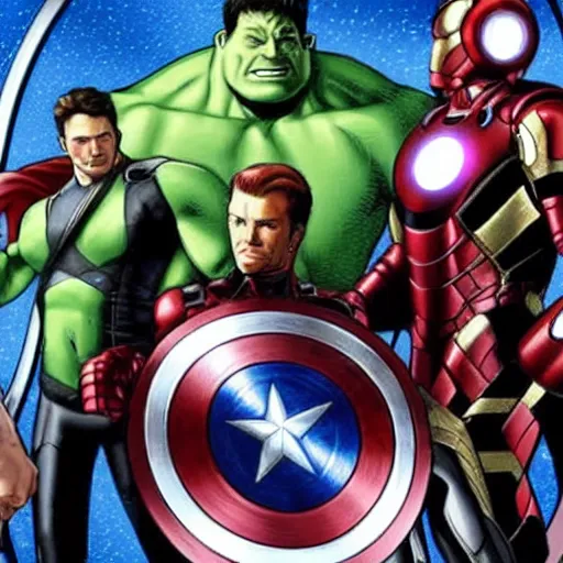 Image similar to the avengers but they are all in a wheelchair