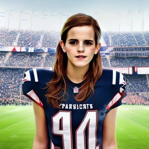 Image similar to emma watson in new england patriots football uniform