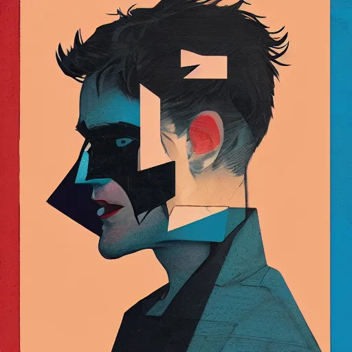 Prompt: Robert Pattinson Batman profile picture by Sachin Teng, asymmetrical, Organic Painting, Matte Painting, geometric shapes, hard edges, graffiti, street art:2 by Sachin Teng:4