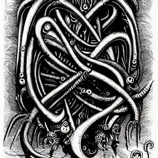 Image similar to lovecraftian horror by hr giger